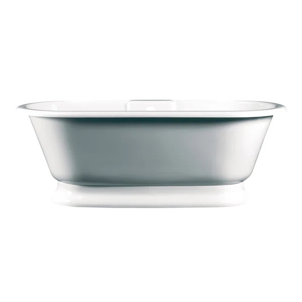 YOR-N-SW-OF+YOR-B-SW-OF York 68-1/2" x 31-1/4" Freestanding Soaking Bathtub With Pedestal Base in... | Wayfair Professional