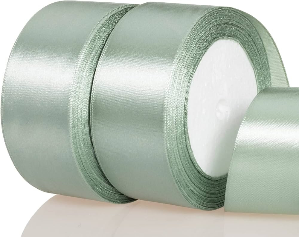 ATRBB 1 1/2 Inch Sage Green Satin Ribbon, 50 Yards Solid Fabric Ribbon for Gift Wrapping, Bouquet... | Amazon (US)
