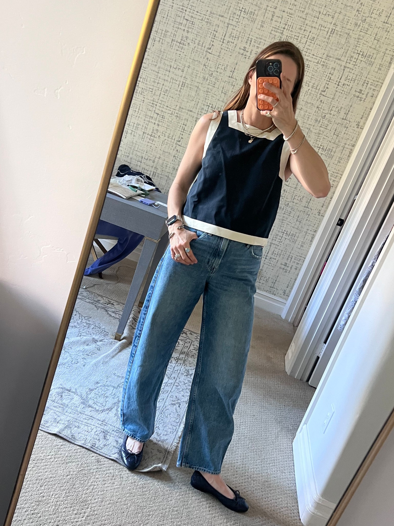 Navy top, minimalistic style, barrel jeans, most flattering jeans, French girl style, French girl aesthetic 

#LTKWorkwear #LTKootd #LTKOver40