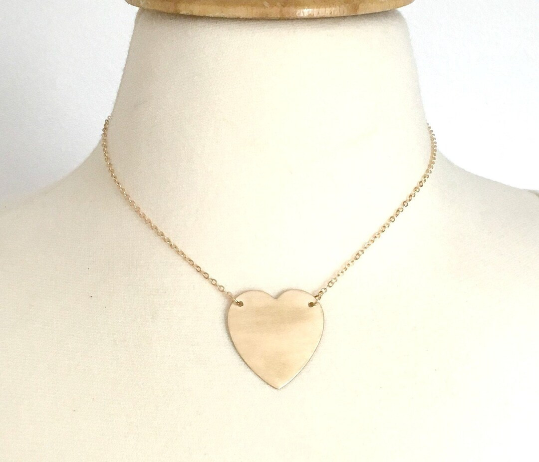 Gold Heart Necklace Big Gold Heart Choker Necklace Gift for Her Valentine Heart Necklace Girlfrie... | Etsy (US)