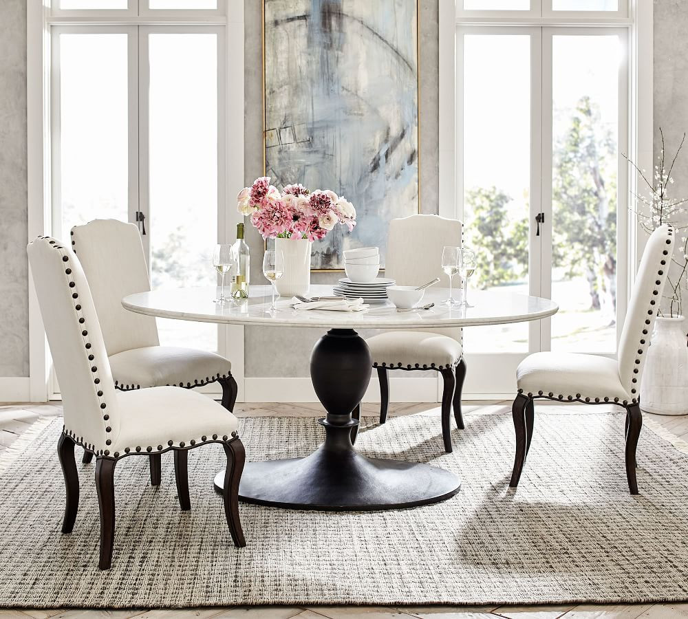 Chapman Oval Marble Pedestal Dining Table | Pottery Barn (US)