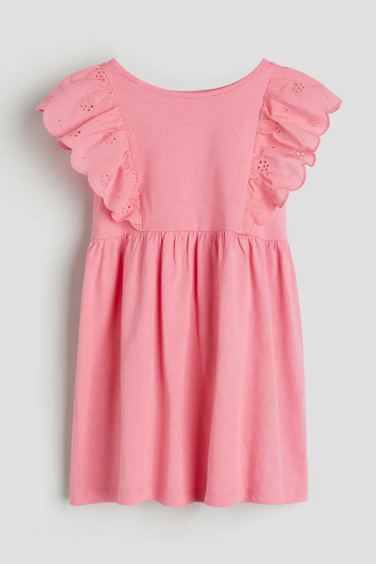 Flounce-trimmed Jersey Dress - Pink - Kids | H&M US | H&M (US + CA)
