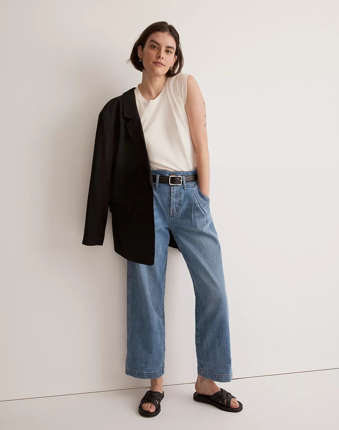 The Perfect Vintage Wide-Leg Crop Jean in Birchford Wash: Curved Waistband Edition | Madewell