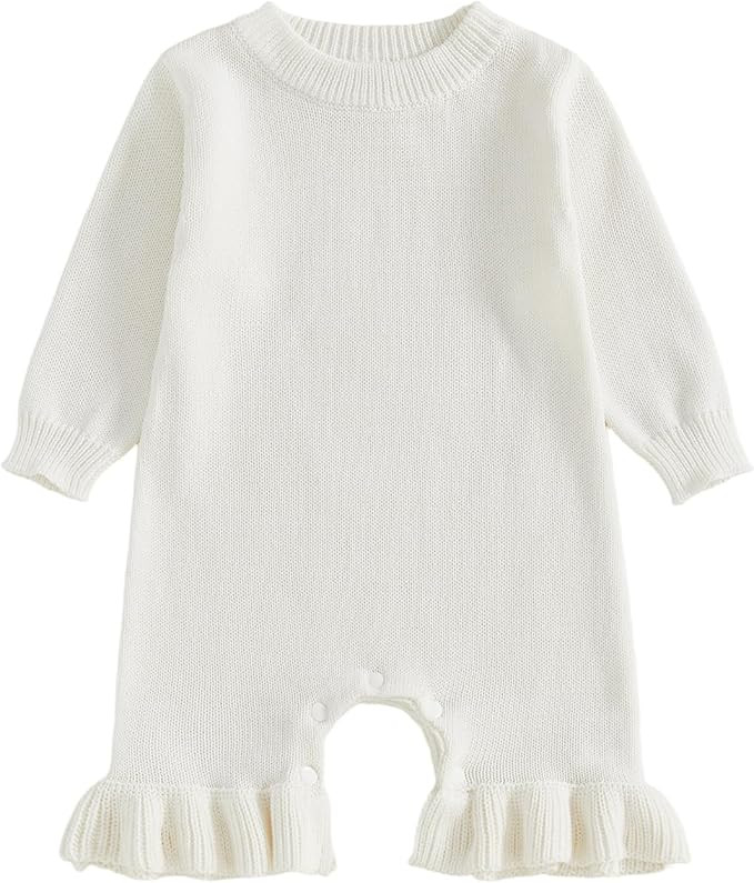 Sasaerucure Newborn Baby Girl Sweater Romper Pants Knit Jumpsuit Overall One Piece Outfit Fall Wi... | Amazon (US)