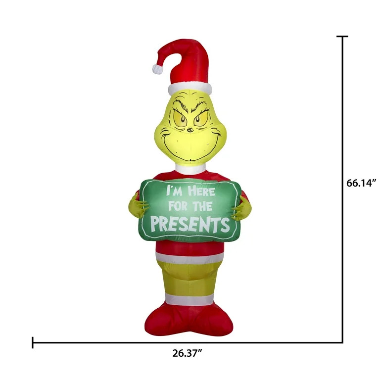Christmas Air Blown Inflatables Grinch Dr. Seuss Decoration 26.37 in x 22.44 in x 66.14 in 2.88 l... | Walmart (US)