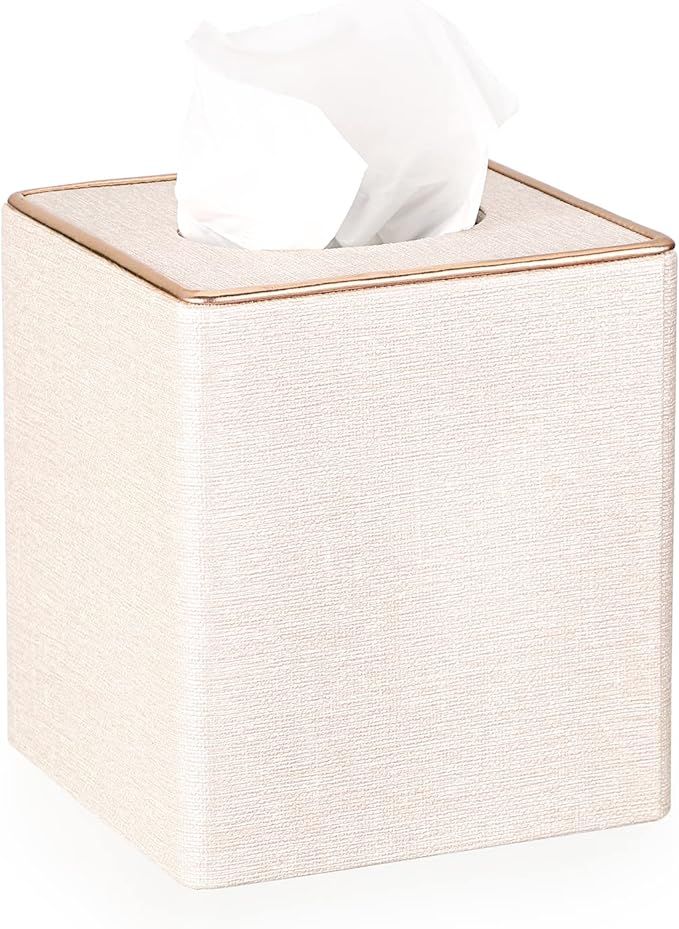 Sumnacon Square Linen Tissue Box Cover - Stylish Cube Tissue Box Holder with Magnetic Bottom, Dec... | Amazon (US)