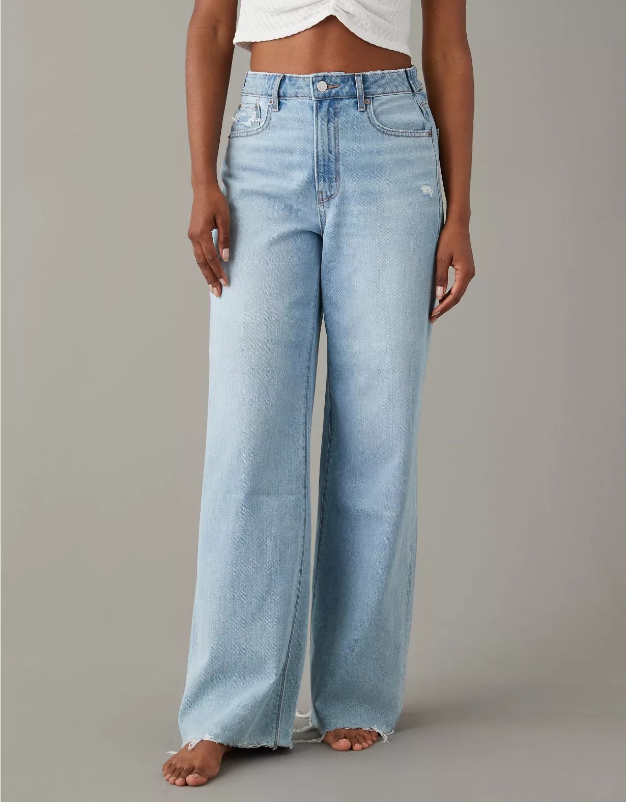 AE Super High-Waisted Ripped Baggy Wide-Leg Jean | American Eagle Outfitters (US & CA)