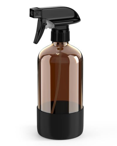 Bontip Amber Glass Spray Bottle with Silicone Sleeve Protection, 16 oz Refillable Spray Bottle for Cleaning Solutions, Plants, Aromatherapy, Facial Hydration (Black Sleeve(Amber Bottle) | Amazon (US)
