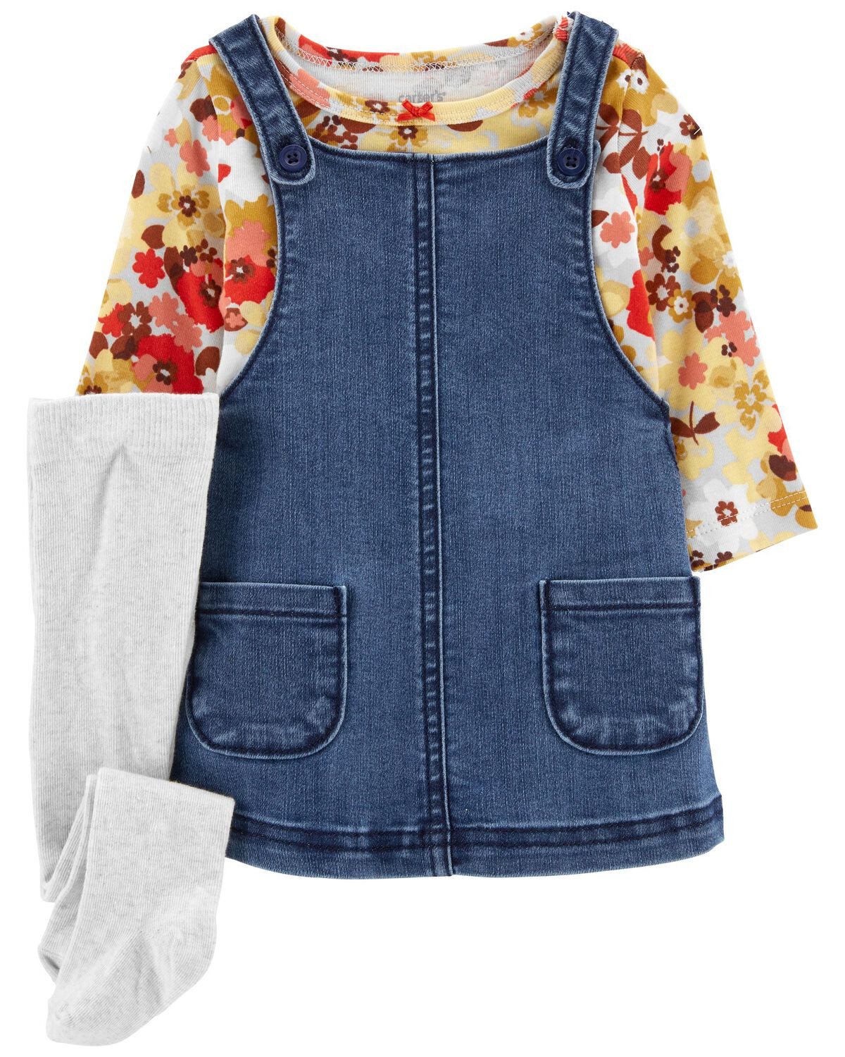 Multi Baby 3-Piece Floral Tee & Denim Jumper | carters.com | Carter's