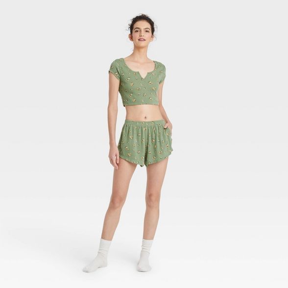 Women's Cropped Pointelle Pajama Set - Colsie™ | Target