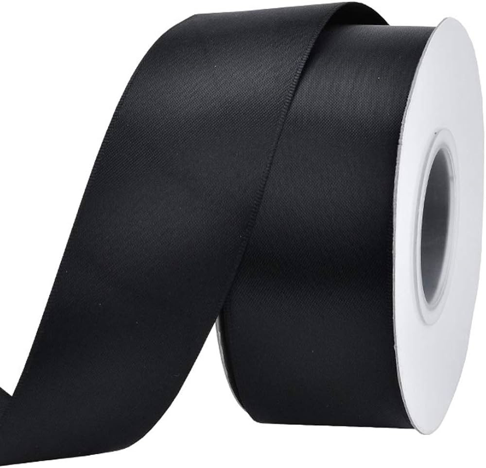 1 1/2 inch Black Double Face Satin Ribbon 25 Yards Per Roll for Gift Wrapping Flower Bouquet Hair... | Amazon (US)