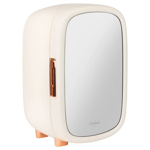 Cooluli Beauty Mini Fridge with Mirror - Small Compact Refrigerator for Skincare, Makeup and Cosmetic Products Storage - Interior LED Lights - for Women & Girls Bedroom (12L - White Mirror) | Amazon (US)