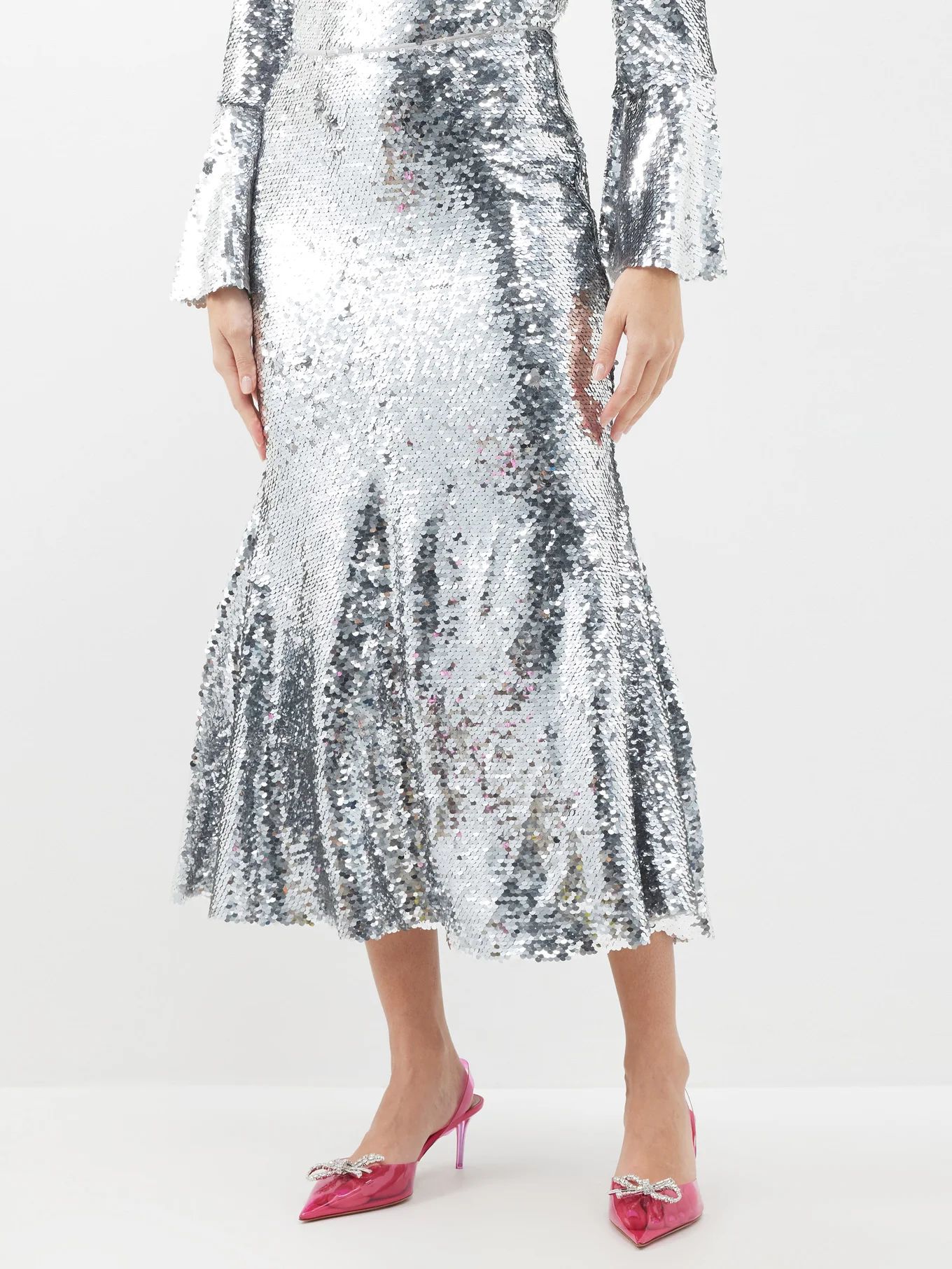 Sequinned jersey flared midi skirt | Matches (US)