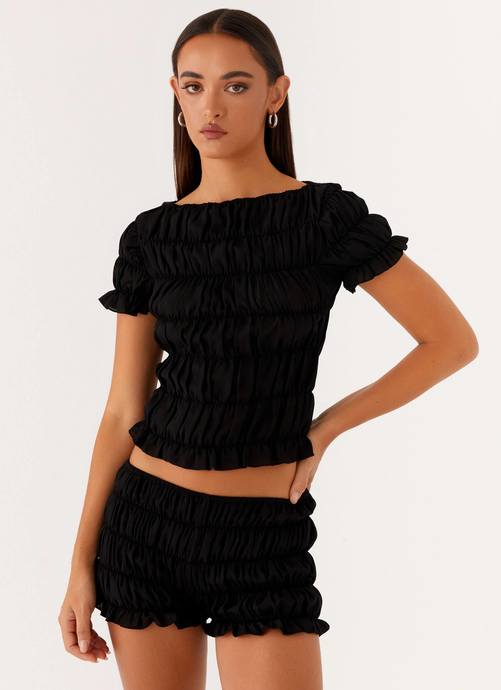 Mateo Ruched Top - Black | Peppermayo (Global)