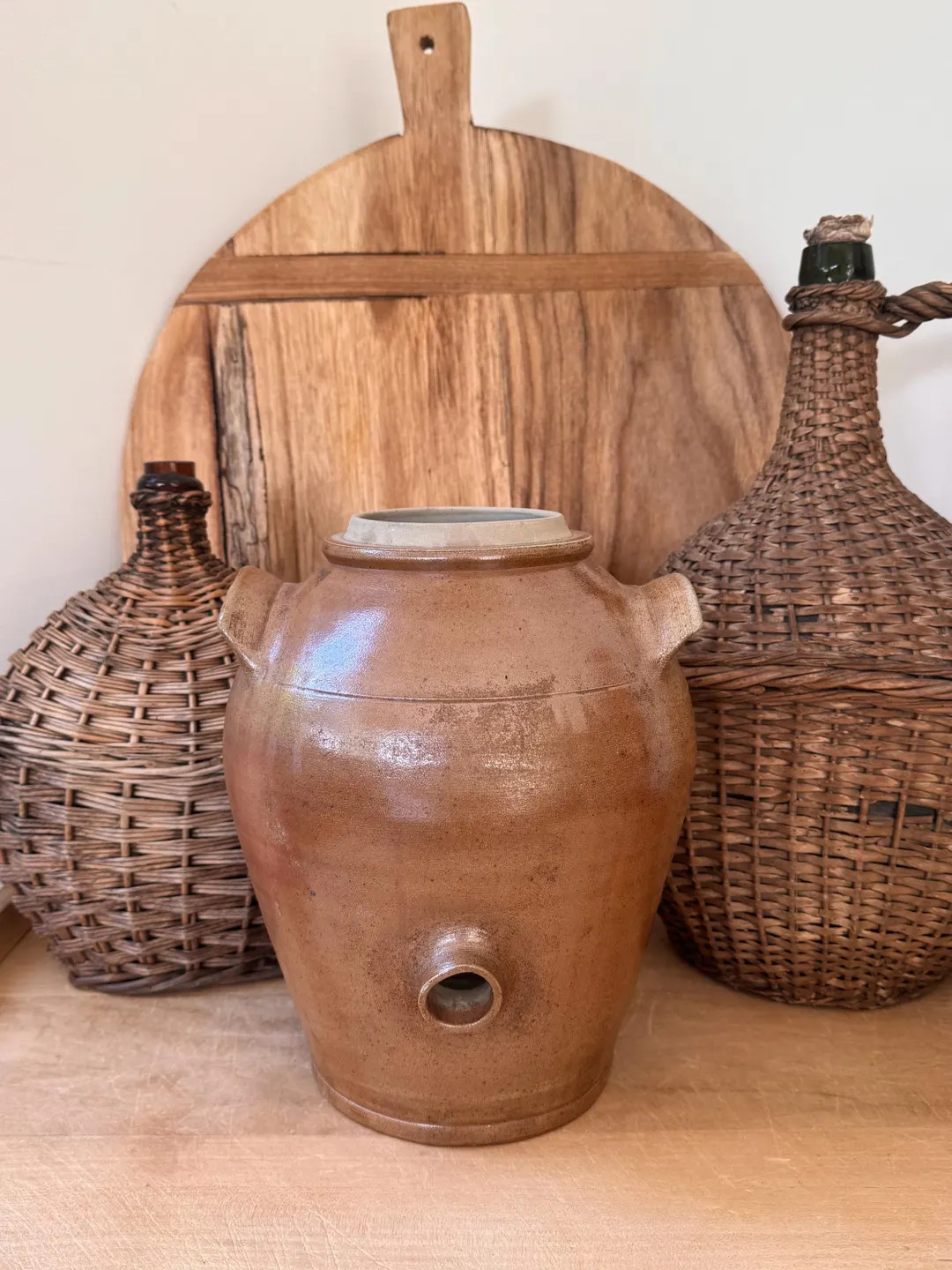 Vintage French Stoneware Vinaigrier | Glazed Pottery Crock With Spigot - Etsy | Etsy (US)