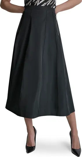 Taffeta Seamed Zip Pocket Midi Skirt | Nordstrom