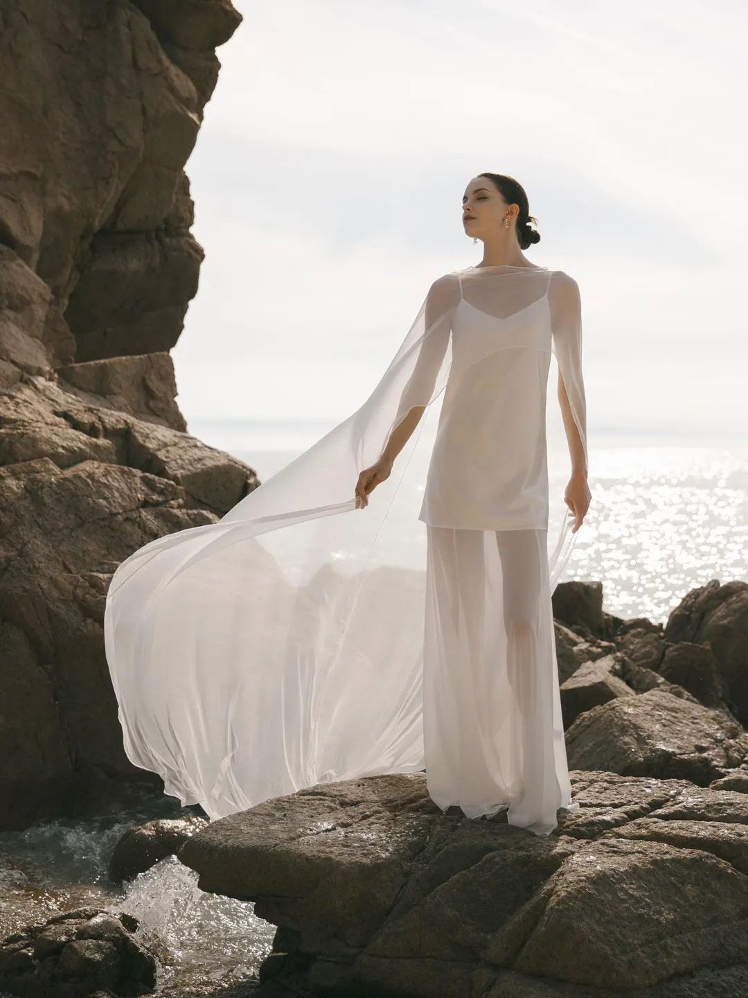 100% Silk Bridal Cape Custom Wedding Cape for Bride Sheer Capelet Boho Wedding Dress Cape Veil Co... | Etsy (US)