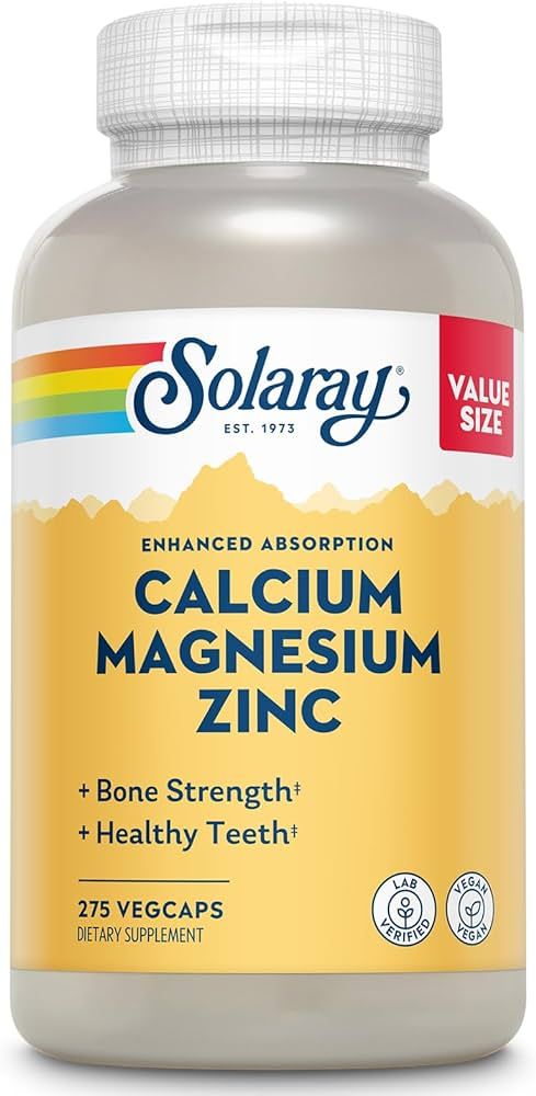 Solaray Calcium Magnesium Zinc Supplement, with Cal & Mag Citrate, Strong Bones & Teeth Support, ... | Amazon (US)