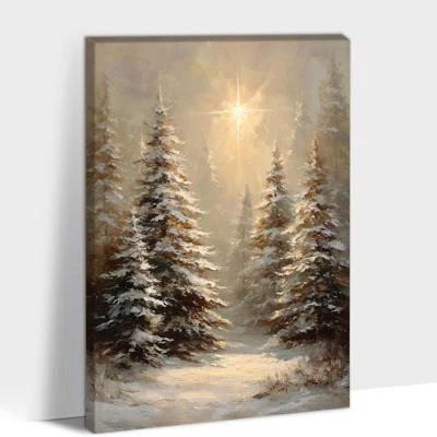 Winter Forest Sunlight Canvas Wall Art – Christmas Tree Snow Scene Painting, Large Winter Wall Decor For Living Room And Bedroom (20X30 Inches) | Wayfair North America