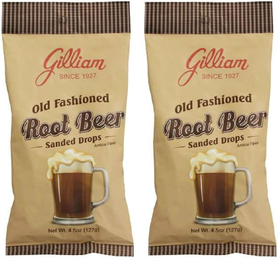Gilliam Old Fashioned Candy Flavored Sanded Root Beer Drops Pack of 2 (4.5 oz. Bag) (Root Beer) | Amazon (US)