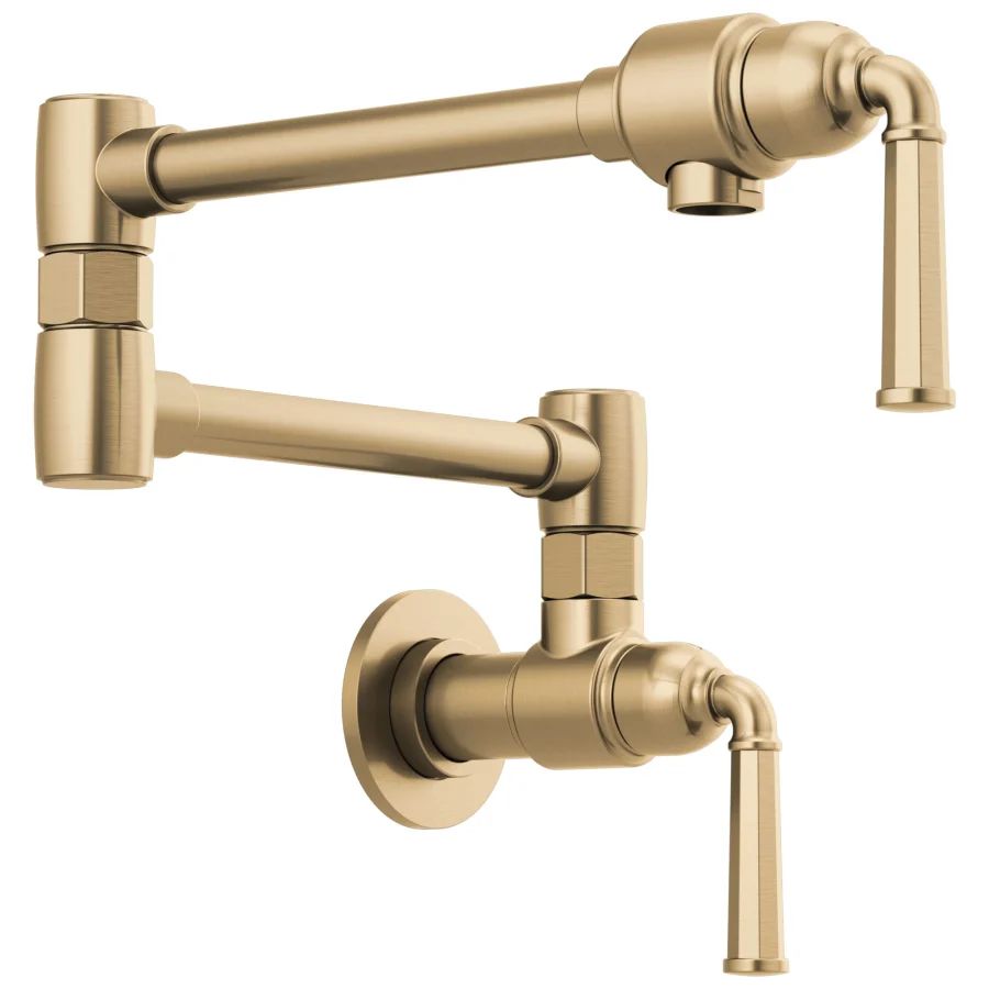 Rook 4 GPM Wall Mounted Double Handle Pot Filler Faucet with Brass Handles | Build.com, Inc.