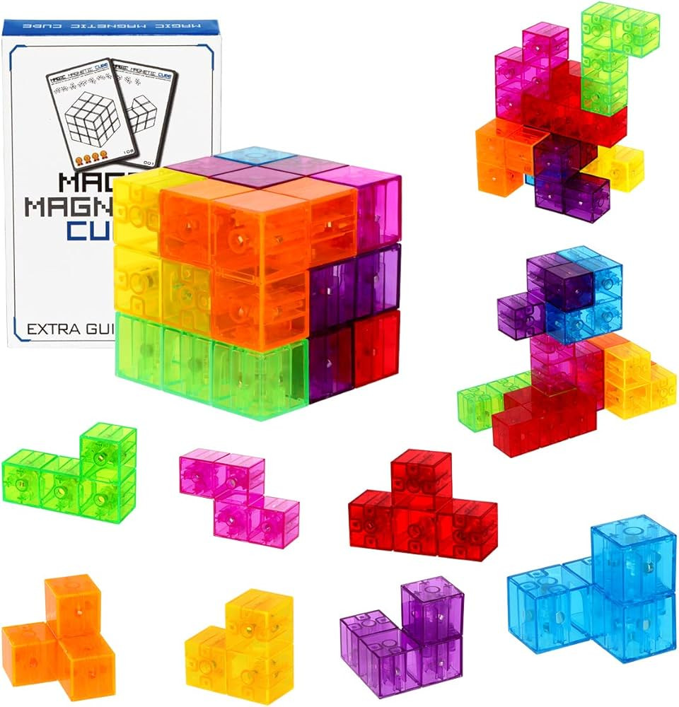 Magnetic Building Blocks Magic Magnetic 3D Puzzle Cubes, Set of 7 Multi Shapes Magnetic Blocks wi... | Amazon (US)