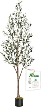 Aveyas 5ft Artificial Olive Tree for Home Decor, 5 Feet Faux Plant Fake Skinny Silk Trees with Bl... | Amazon (US)