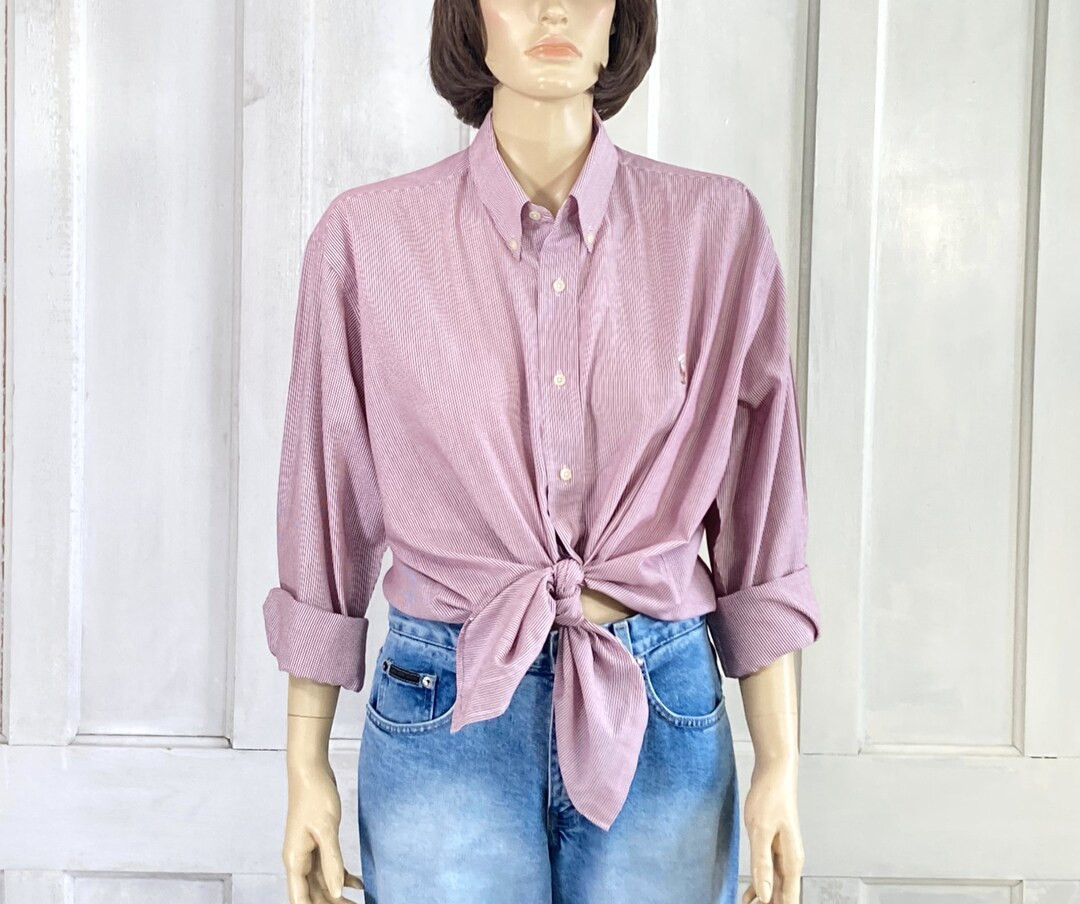 Vintage 70s Ralph Lauren Shirt - Striped Button Down - 80s Blouse - Thin Shirt - Oversized Boyfri... | Etsy (US)