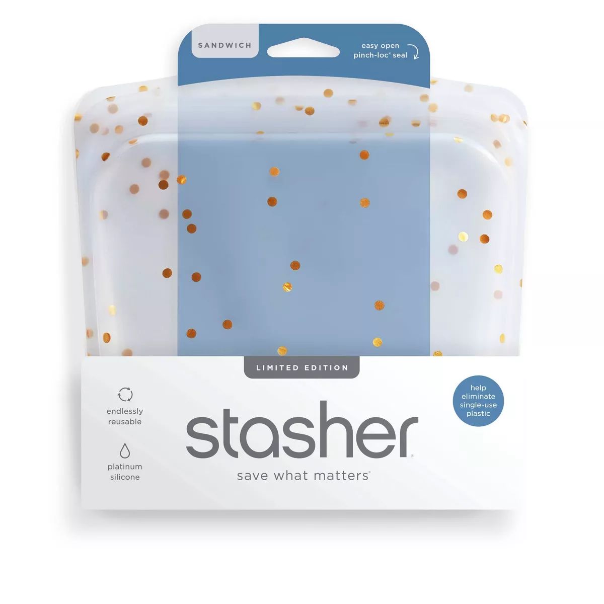 stasher Holiday Dots Reusable Food Storage Bag - Sandwich | Target