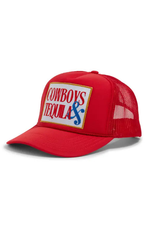 Friday Feelin’ Cowboys & Tequila Patch Trucker Hat in Red at Nordstrom | Nordstrom