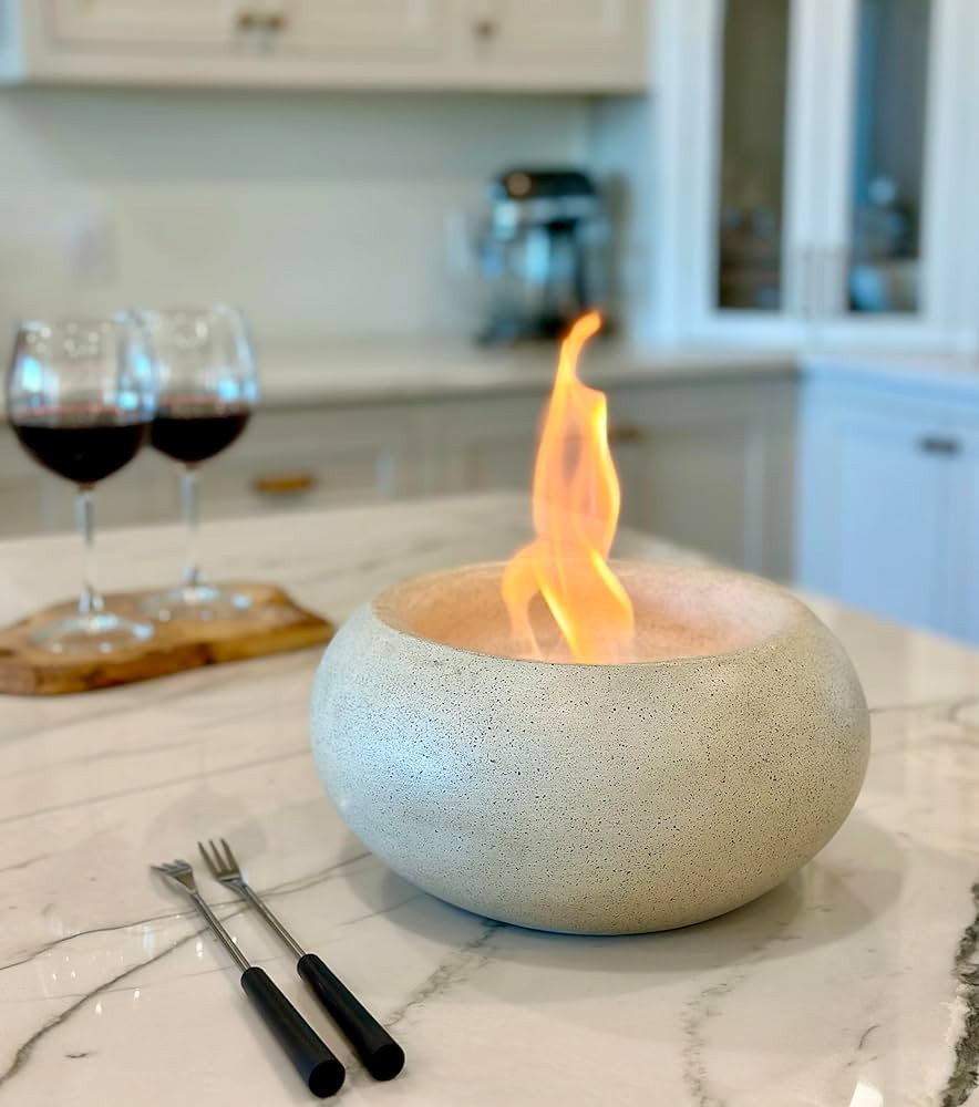 Hillside Home Store XL Portable Table Top Fire Pit - Durable, Concrete Indoor Fire Pit Tabletop, ... | Amazon (US)