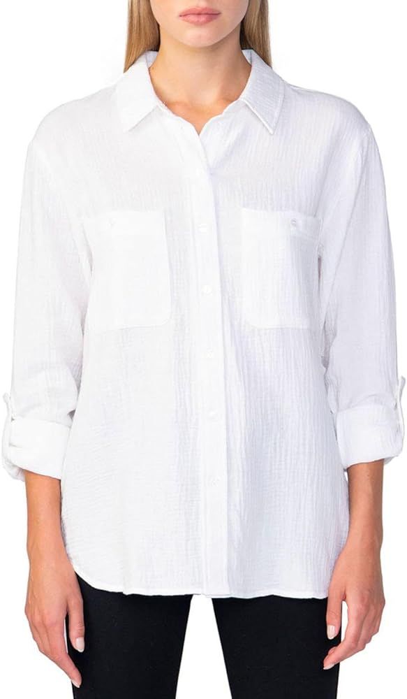 Social Standard Women's Gauze Button-Down Shirt | Amazon (US)