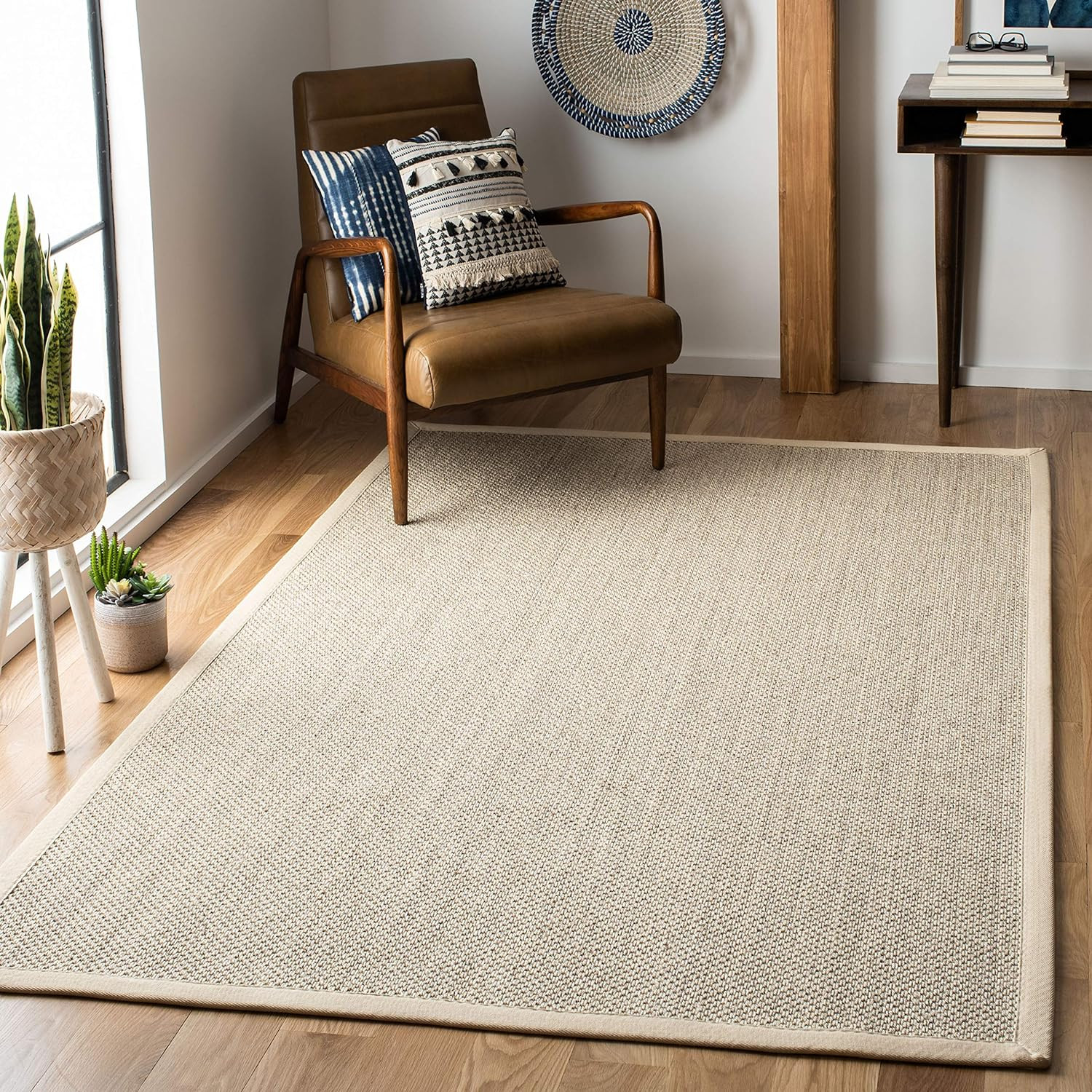 SAFAVIEH Natural Fiber Collection 8' x 10' Marble / Beige NF143C Border Sisal Area Rug | Amazon (US)