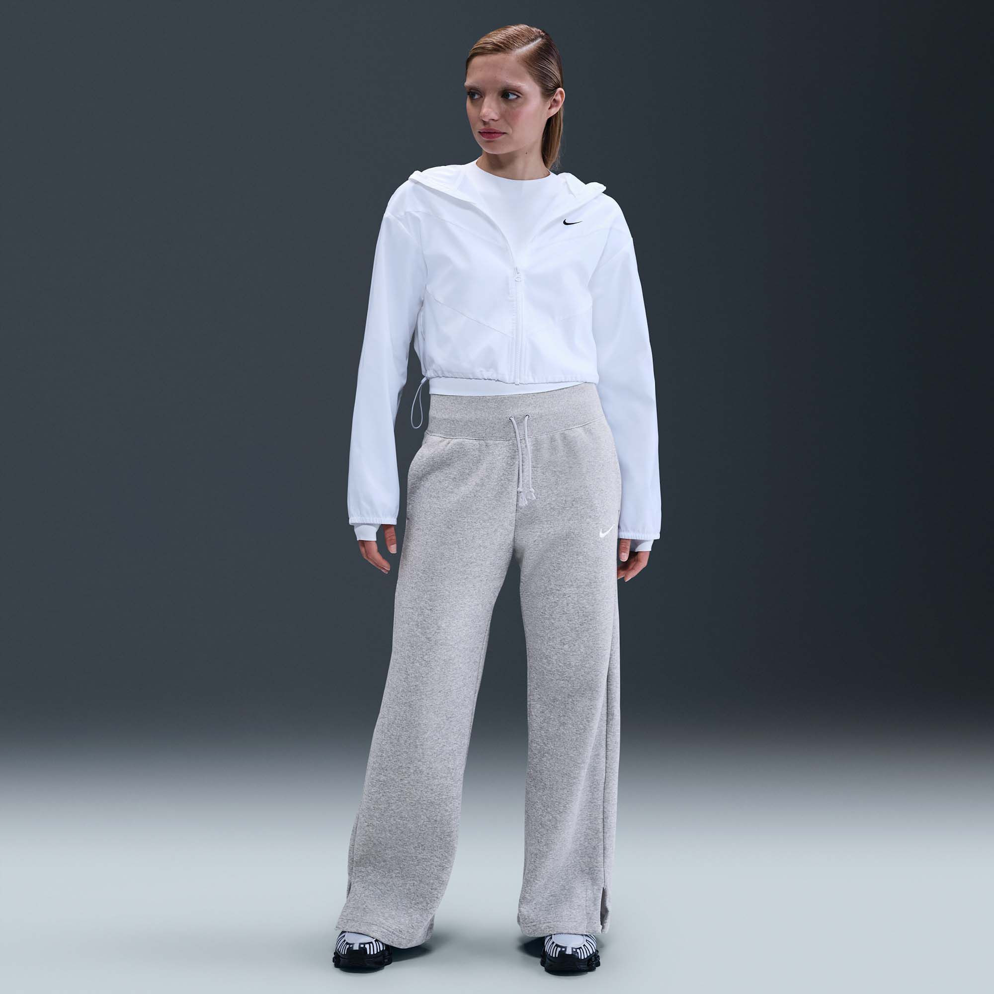 Nike Women's Sportswear Phoenix Fleece High-Waisted Wide-Leg Sweatpants, Large, Dk Grey Heather | DICK'S Sporting Goods