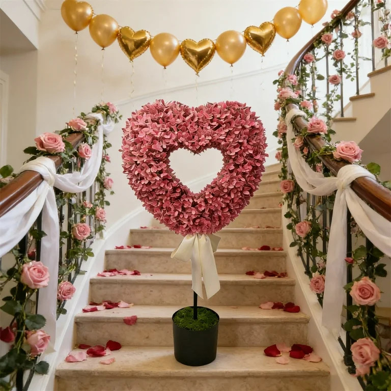 RKSTN Valentine's Day 30" Artificial Boxwood Heart-Shaped Topiary Tree, No Watering, Reusable Fau... | Walmart (US)