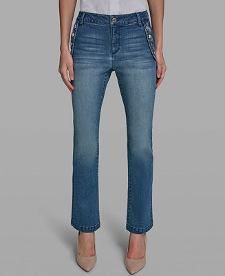 KARL LAGERFELD PARIS Women's Mid-Rise Sailor Flare Jeans - Macy's | Macy's