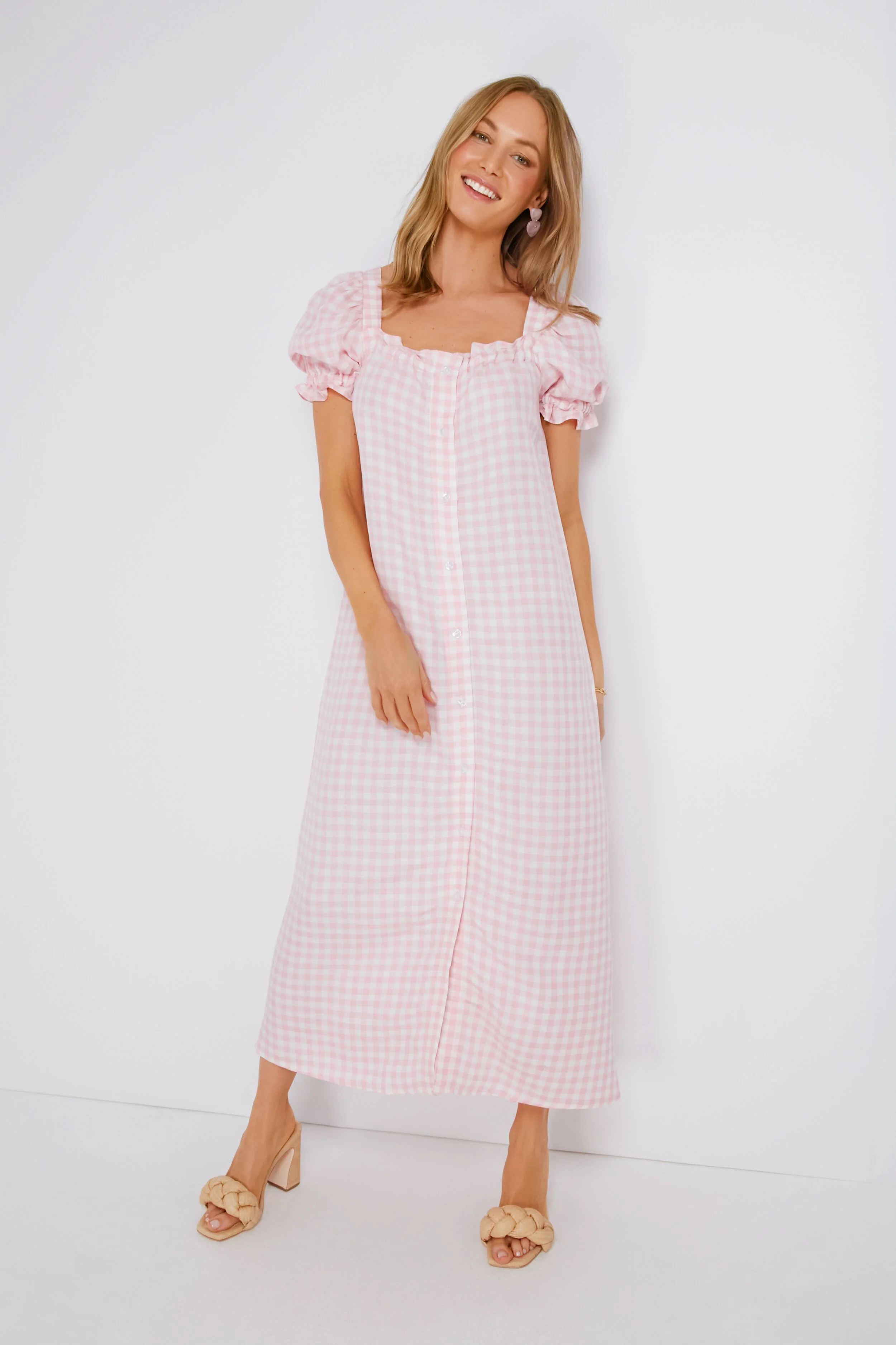 Pink Vichy Midi Brigitte Dress | Tuckernuck (US)