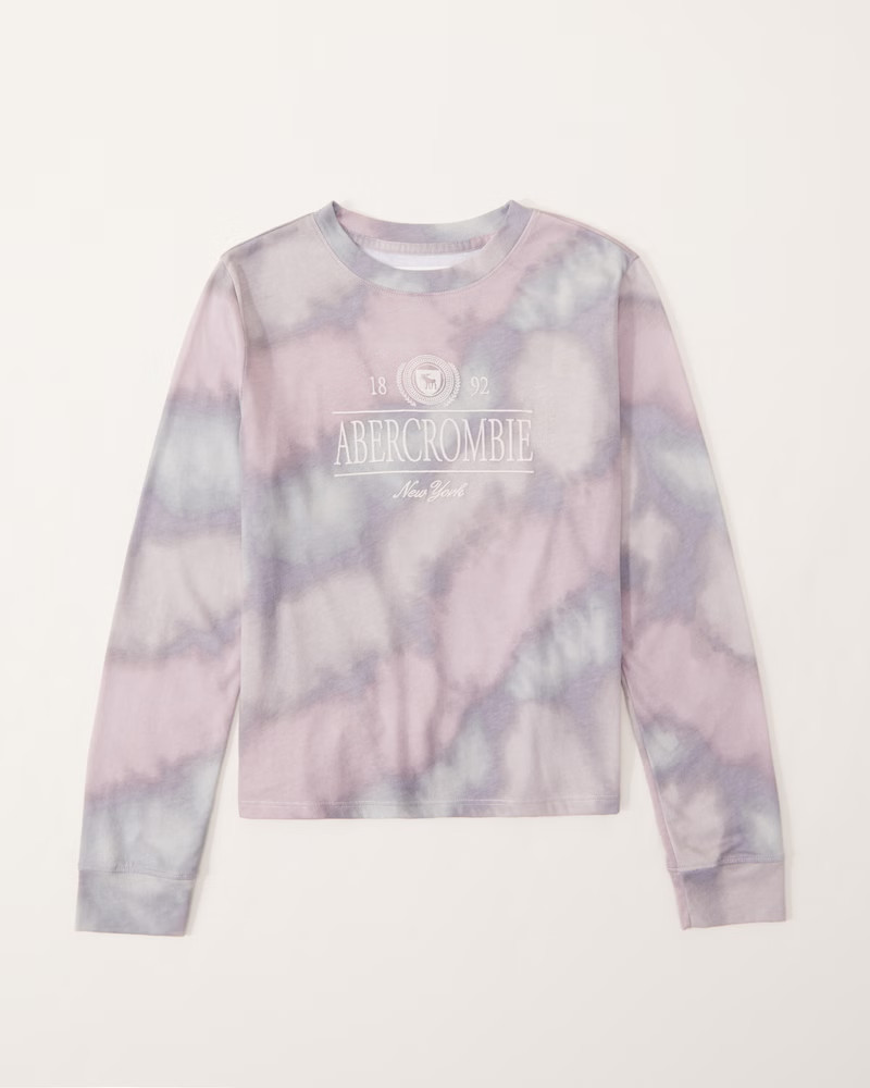 tie-dye long-sleeve graphic logo tee | Abercrombie & Fitch (US)