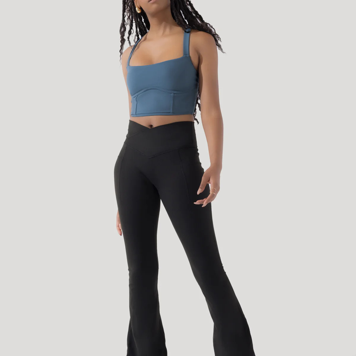 Crisscross Hourglass® Flared Leggings with Pockets - Black | POPFLEX