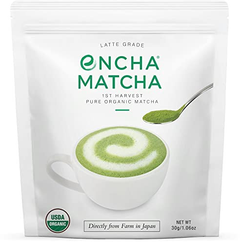 Encha Latte Grade Matcha Powder - First Harvest Organic Unsweetened Matcha Green Tea Powder, From Uji, Japan (30G/1.06 Ounce) Premium Powder for matcha latte, matcha smoothie | Caffeine, L-Theanine | Amazon (US)