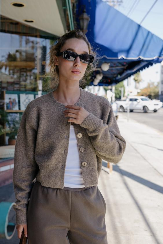 Zara - Soft Knit Cardigan In Metal Brown - L - Woman | Zara UK