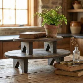Footed Oval Wooden Riser Set of 2 | Antique Farm House