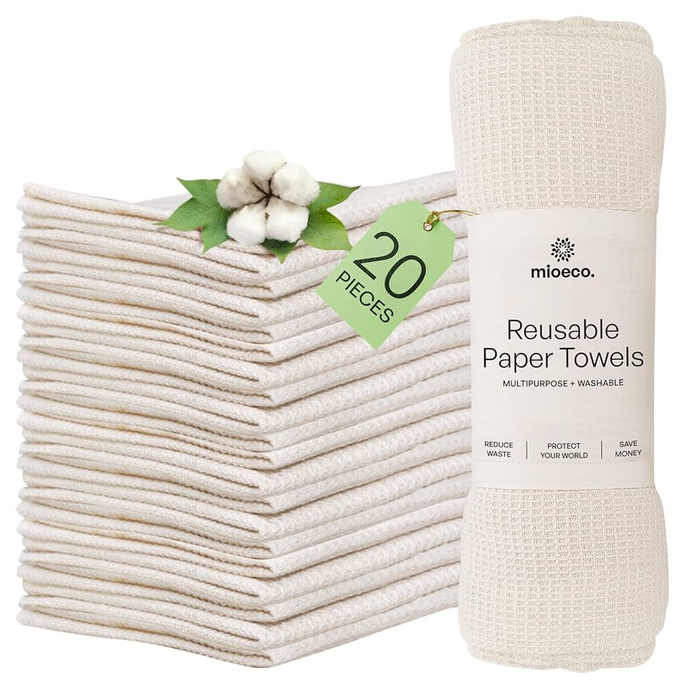 20 Pack Reusable Paper Towels Washable - Nature Friendly - Organic Cotton Alternative - Thick, St... | Amazon (US)