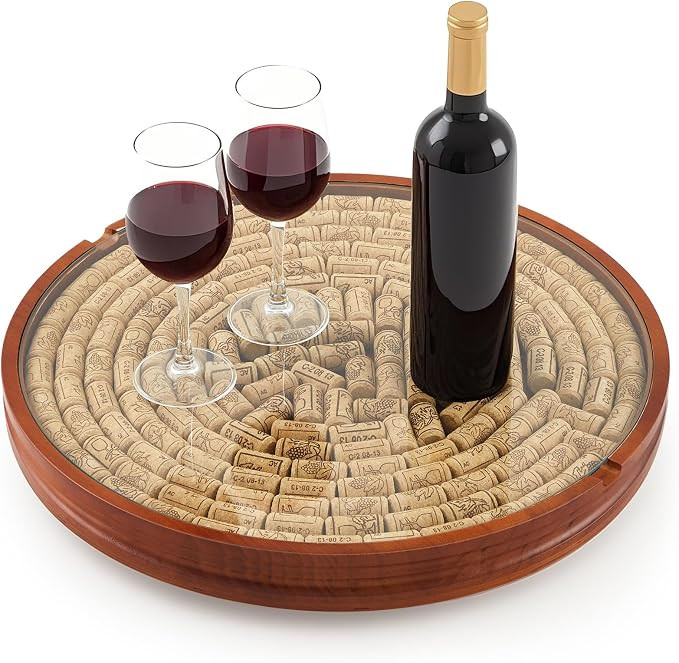Wine Cork Holder Decorative Christmas Wine Lover Creative Gift Wooden Lazy Susan for Countertop w... | Amazon (US)