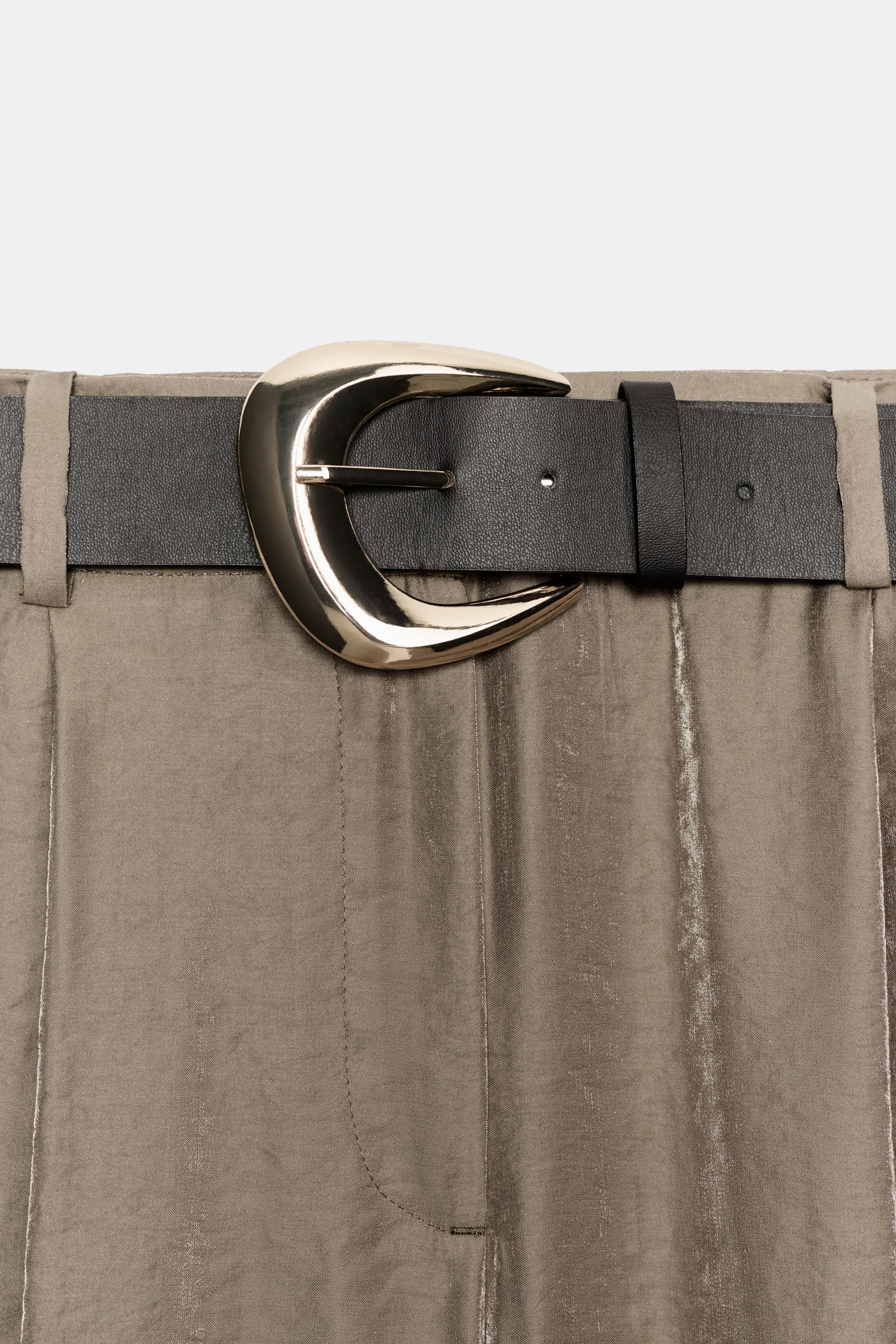 SATIN WIDE-LEG TROUSERS WITH BELT | Zara US