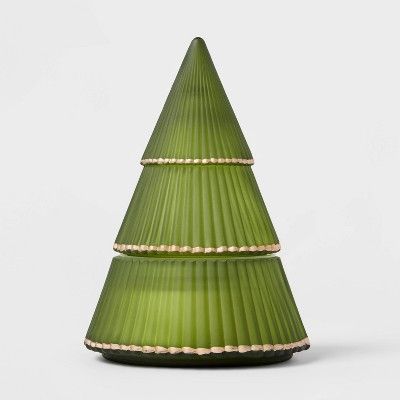 2pc Holiday 2-Wick Forest Fir Figural Tree Green with Gold Rim Candle - Threshold™ | Target