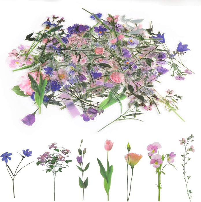 80 Pieces Natural Flower Stickers for Scrapbooking, Self-Adhesive Scrapbooking Stickers Supplies ... | Amazon (US)