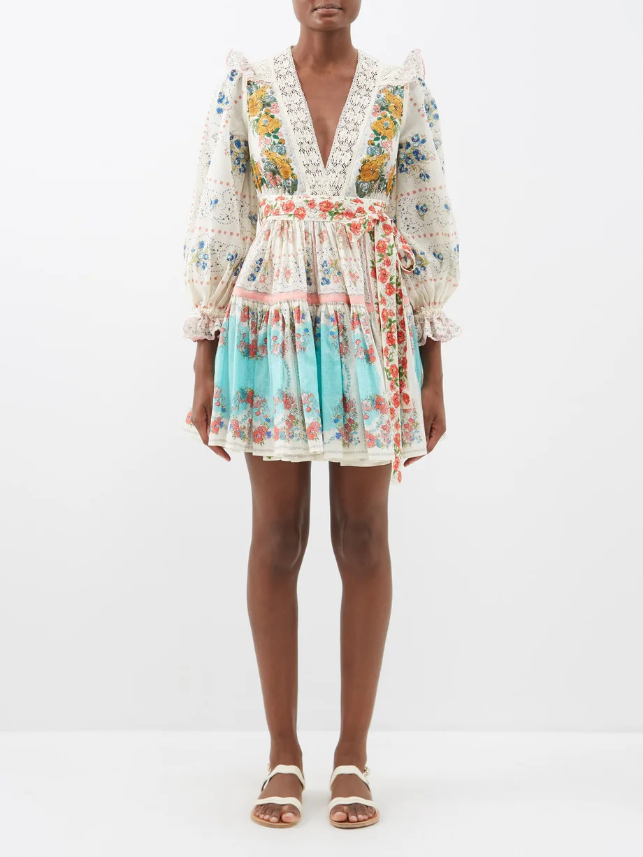 Clover floral-print patchwork cotton mini dress | Zimmermann | Matches (US)