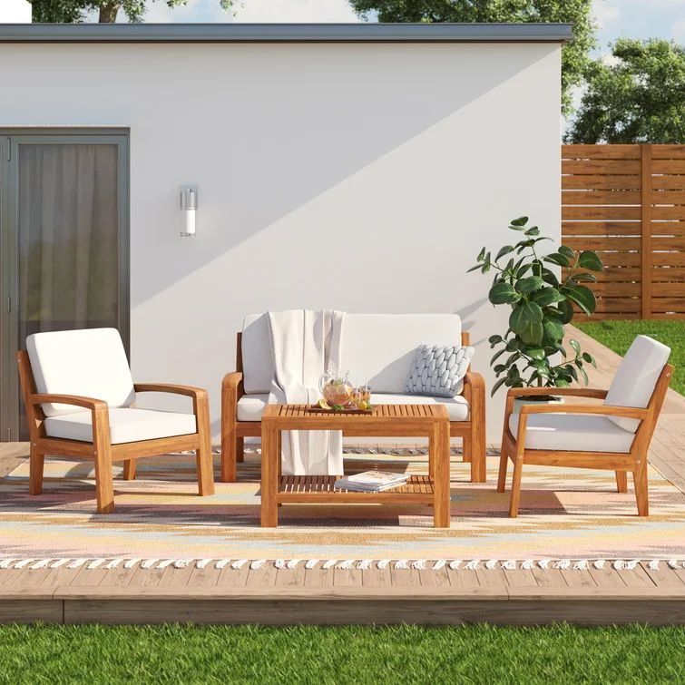 4 - Person Outdoor Seating Group with Cushions | Wayfair North America