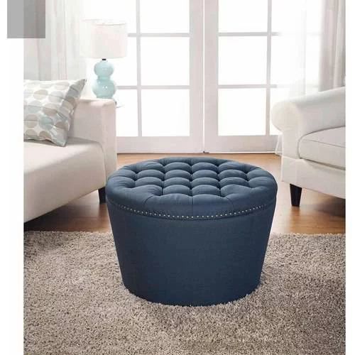 Better Homes & Gardens Round Tufted Storage Ottoman with Nailheads, Navy | Walmart (US)